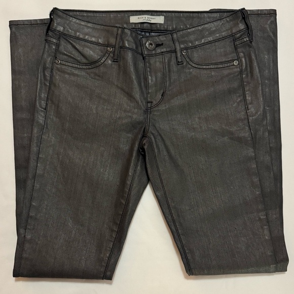 Rich & Skinny Waxed Charcoal Gray Denim Jeans Size 25 - Picture 3 of 6